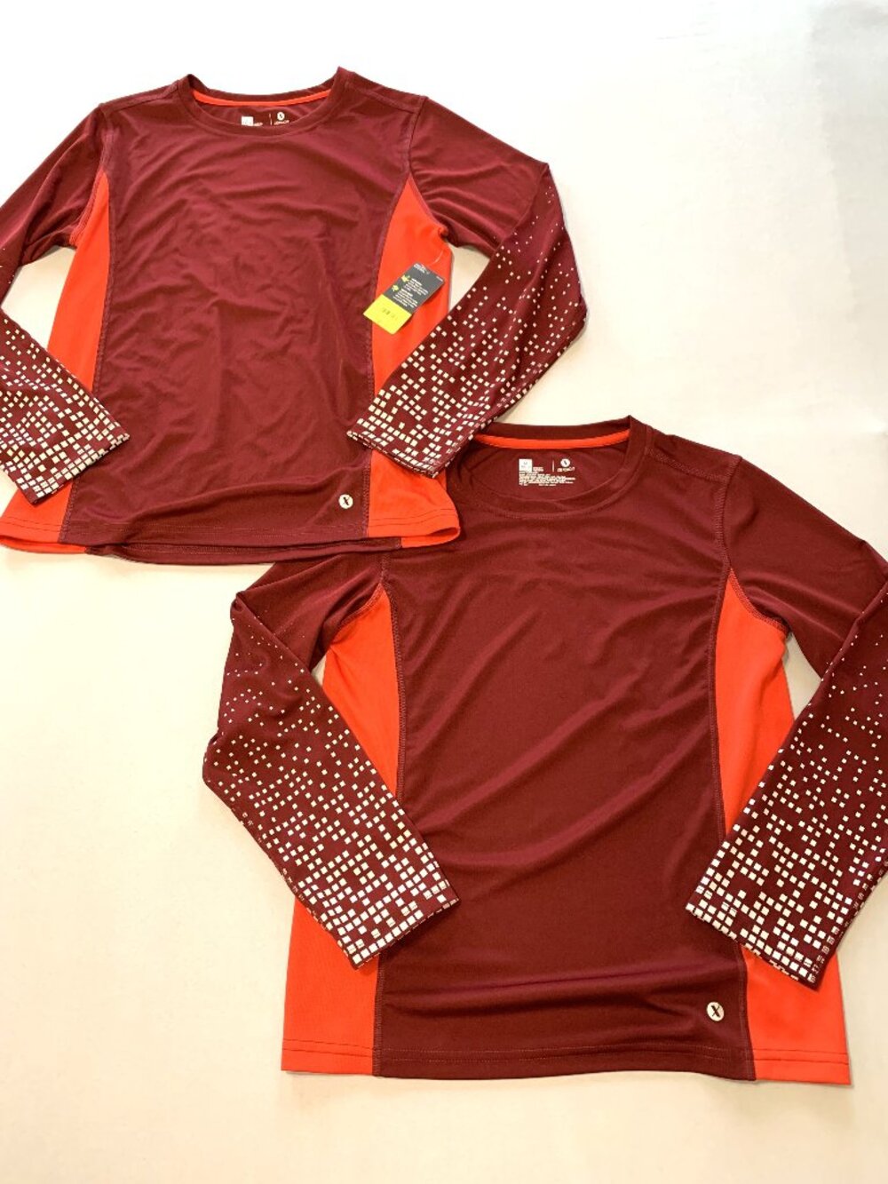 2 NWT Kids Xersion Rashguard Long Sleeves Lightweight Active Size 10/12, 14/16